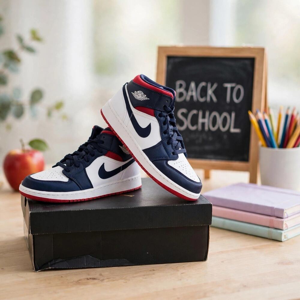 Size 6Y - Jordan 1 Mid SE Navy Red BQ6931-104 GS Youth 7.5W New